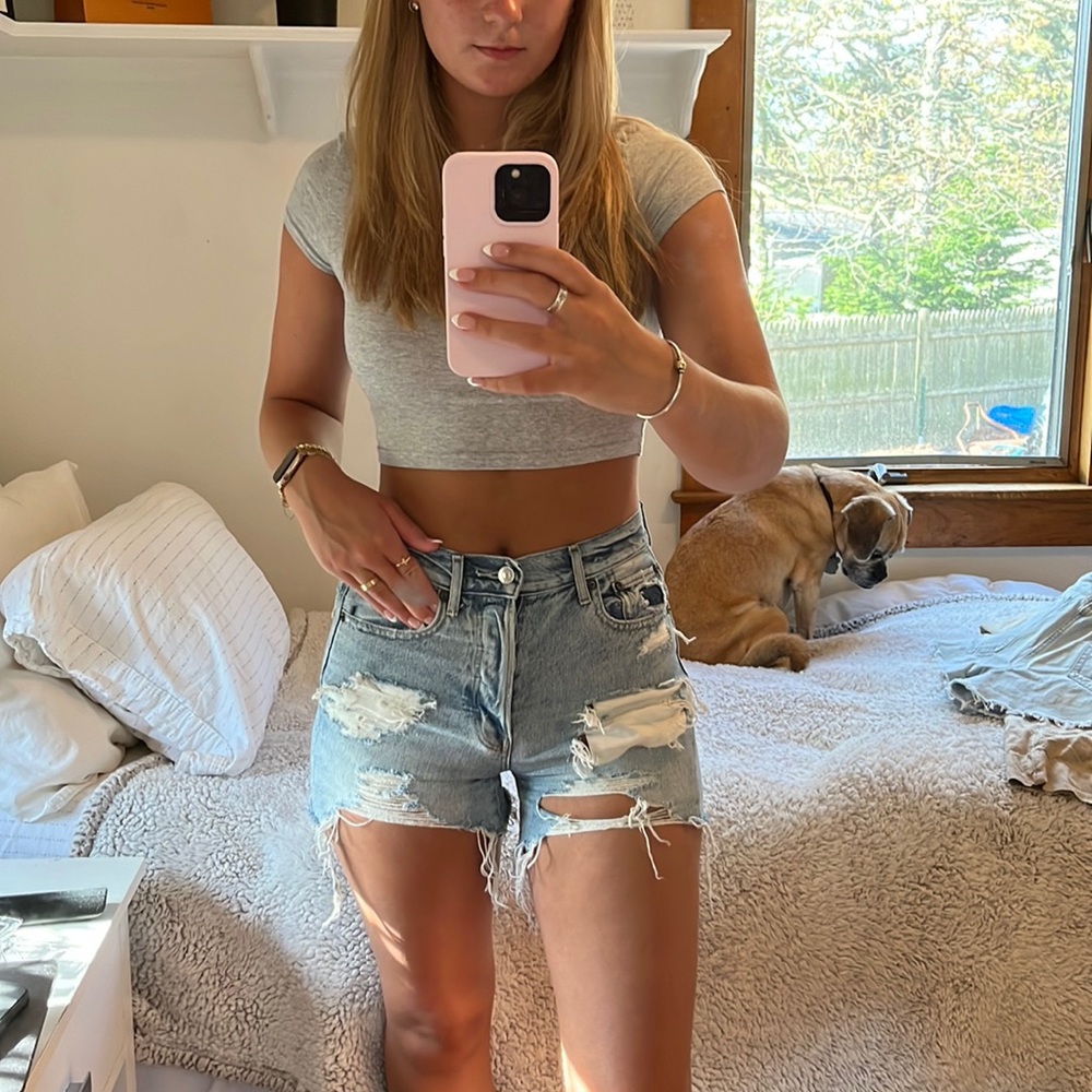 American Eagle Distressed Light Wash Jean Shorts